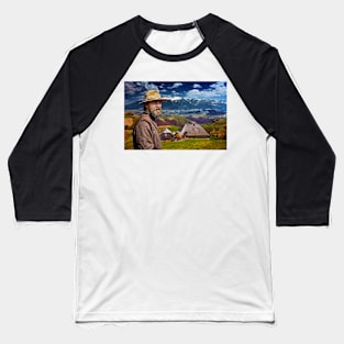 Bearded farmer by his house in the mountain Baseball T-Shirt